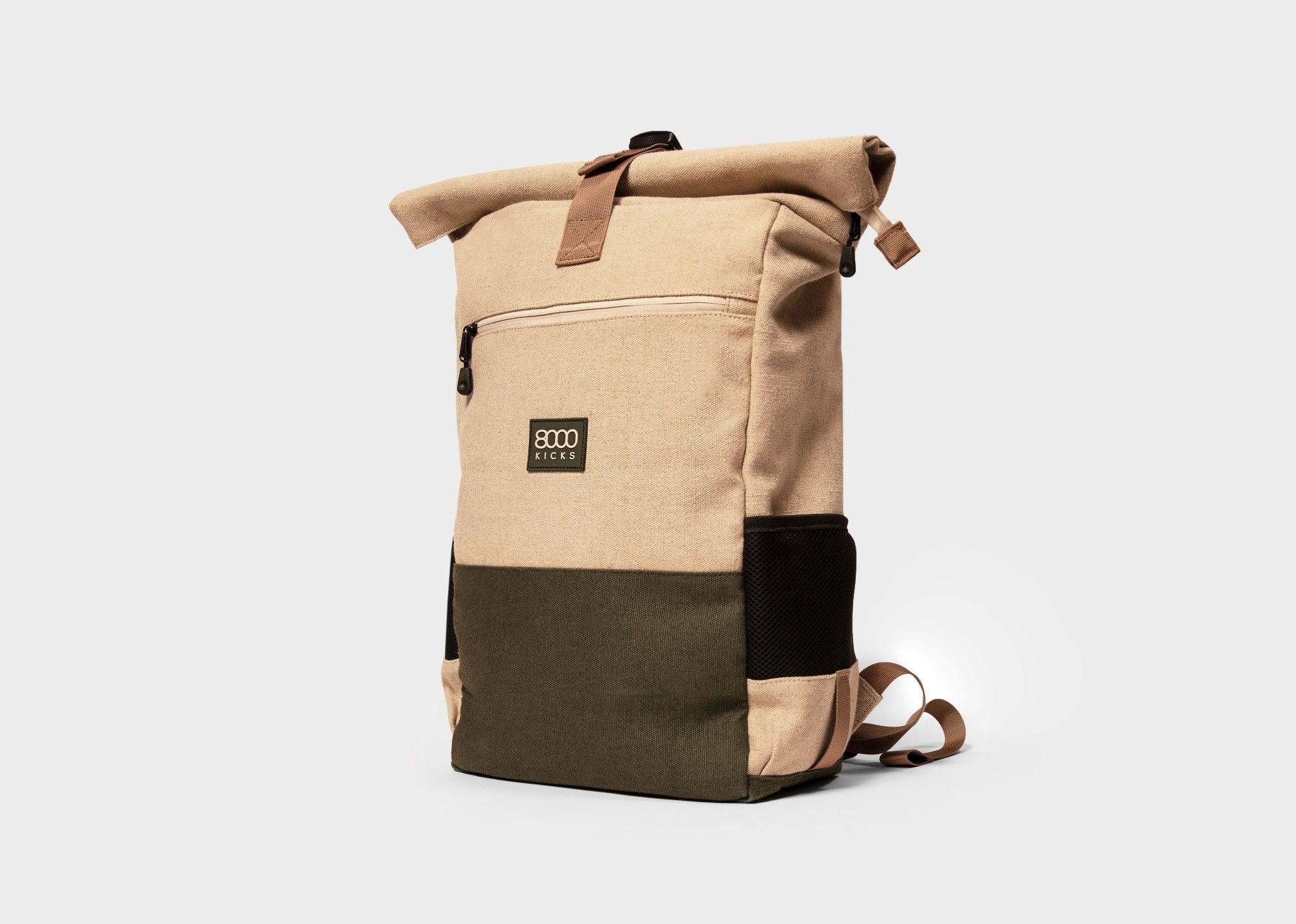 Everyday Backpack in Beige and Green - Ecomarket.com