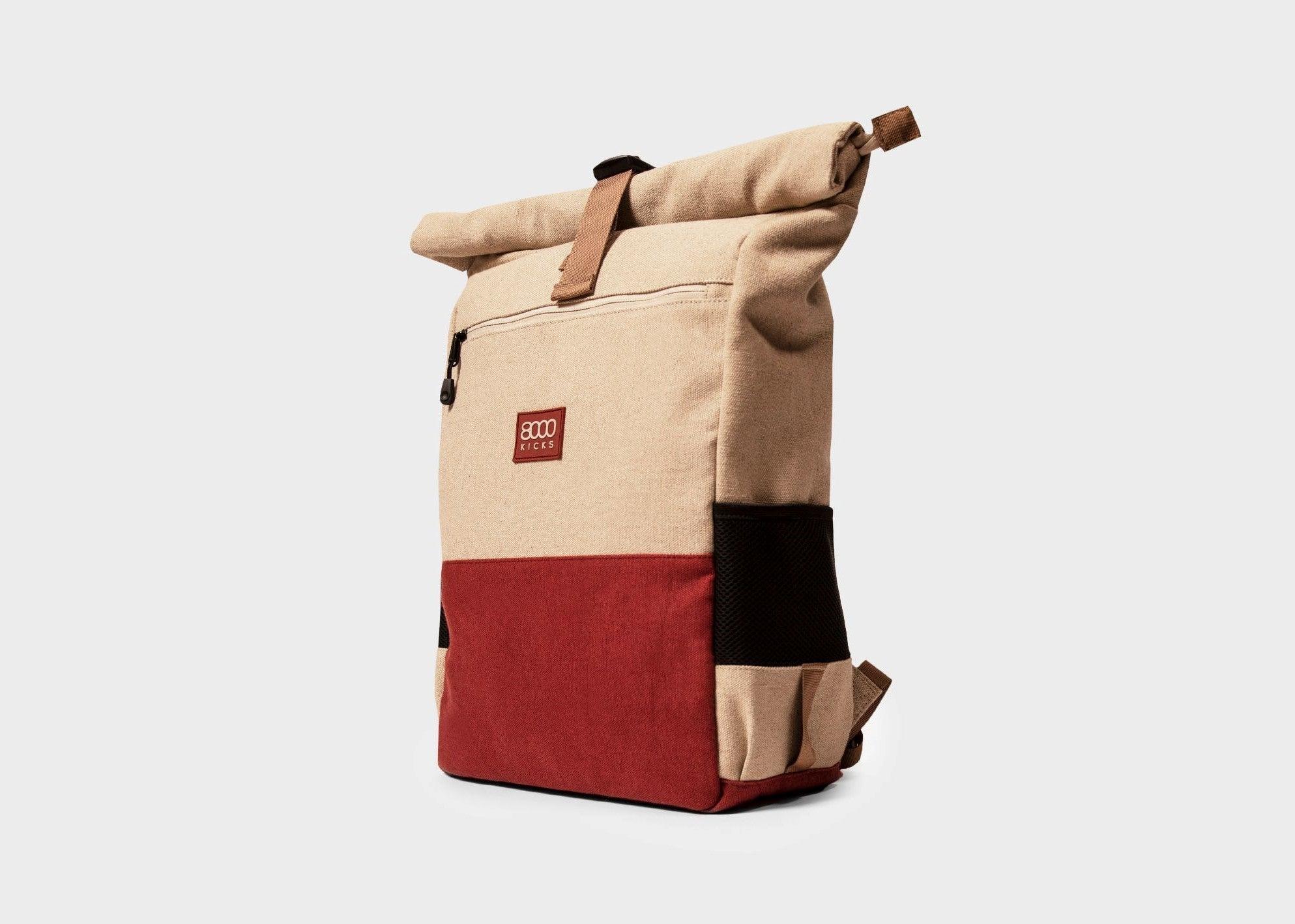 Everyday Backpack in Beige and Red - Ecomarket.com