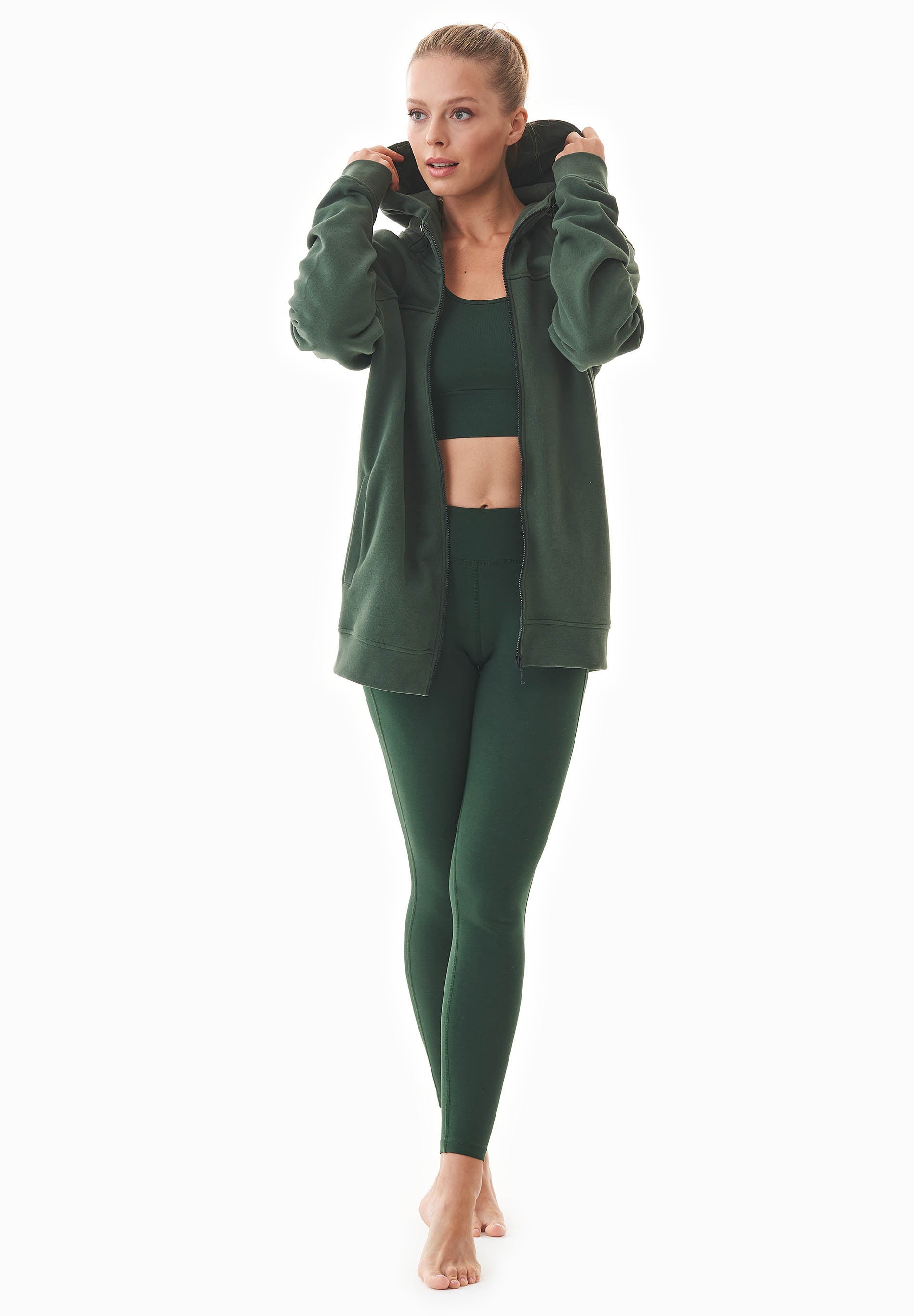 LENNA | High-waisted leggings made from organic cotton in green - Ecomarket.com