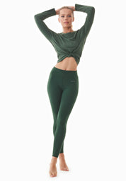LENNA | High-waisted leggings made from organic cotton in green - Ecomarket.com