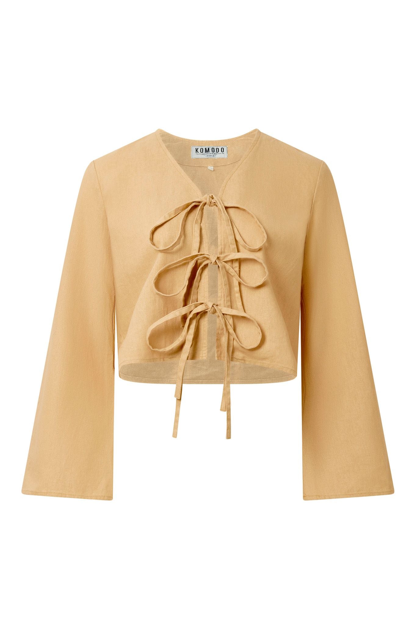 SAVANNAH - Organic Linen Cotton Tie Top - Sand - Ecomarket.com