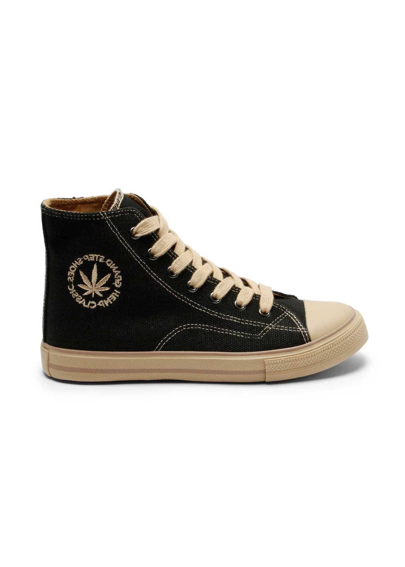 Billy High-Top Vegan Hemp Sneaker - Black - Ecomarket.com