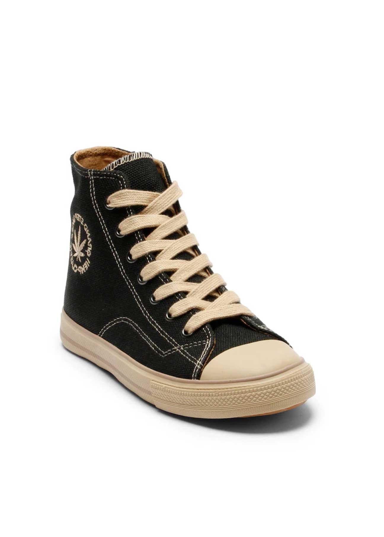 Billy High-Top Vegan Hemp Sneaker - Black - Ecomarket.com