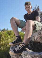 Billy High-Top Vegan Hemp Sneaker - Black - Ecomarket.com