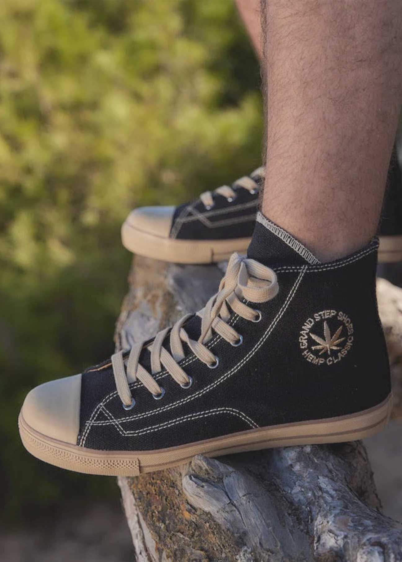 Billy High-Top Vegan Hemp Sneaker - Black - Ecomarket.com