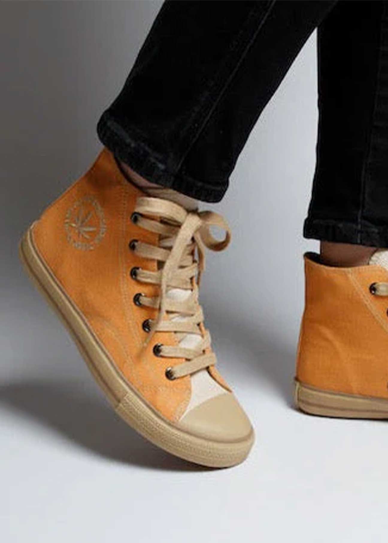 Billy High-Top Vegan Hemp Sneaker - Orange - Ecomarket.com