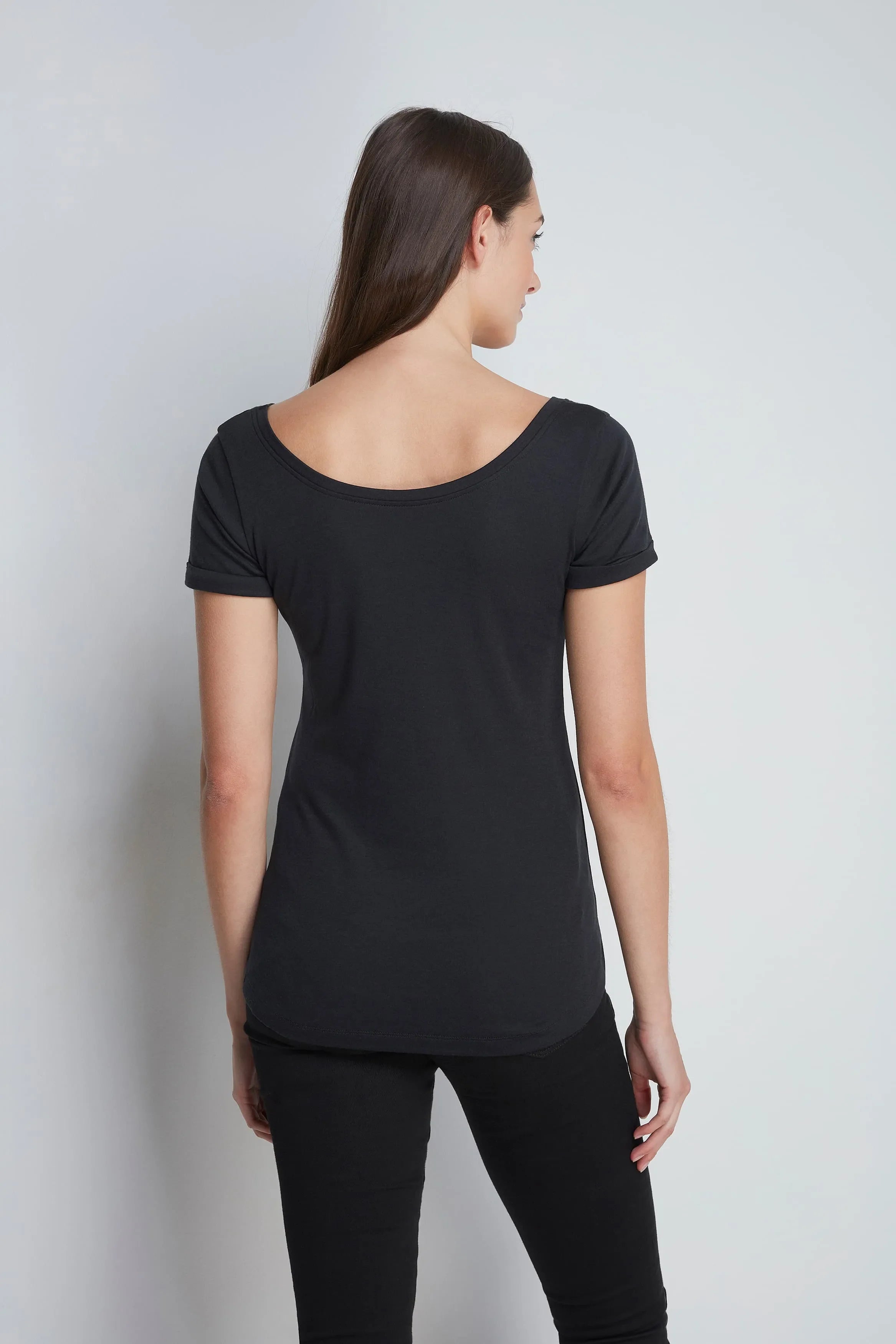 Boat Neck Cotton Modal Blend T-shirt - Ecomarket.com