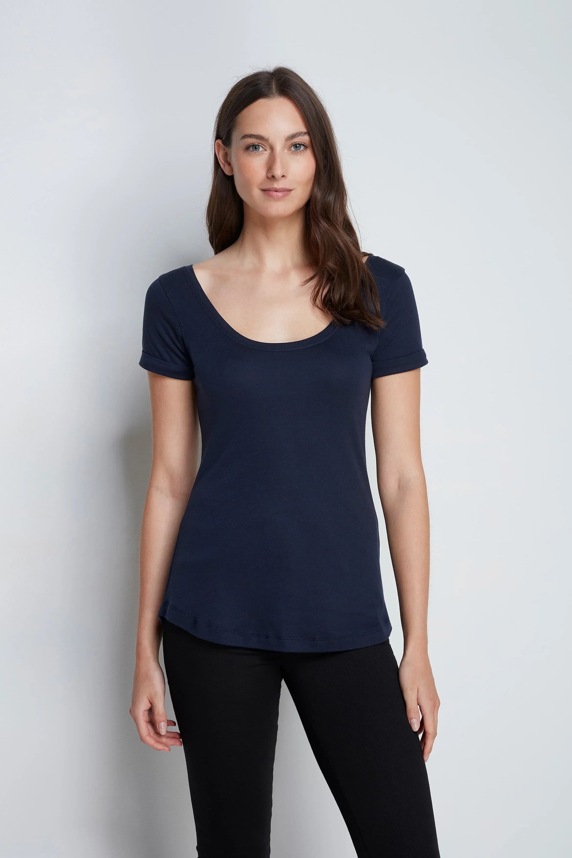 Boat Neck Cotton Modal Blend T-shirt - Ecomarket.com