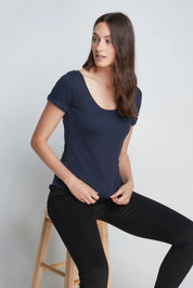 Boat Neck Cotton Modal Blend T-shirt - Ecomarket.com