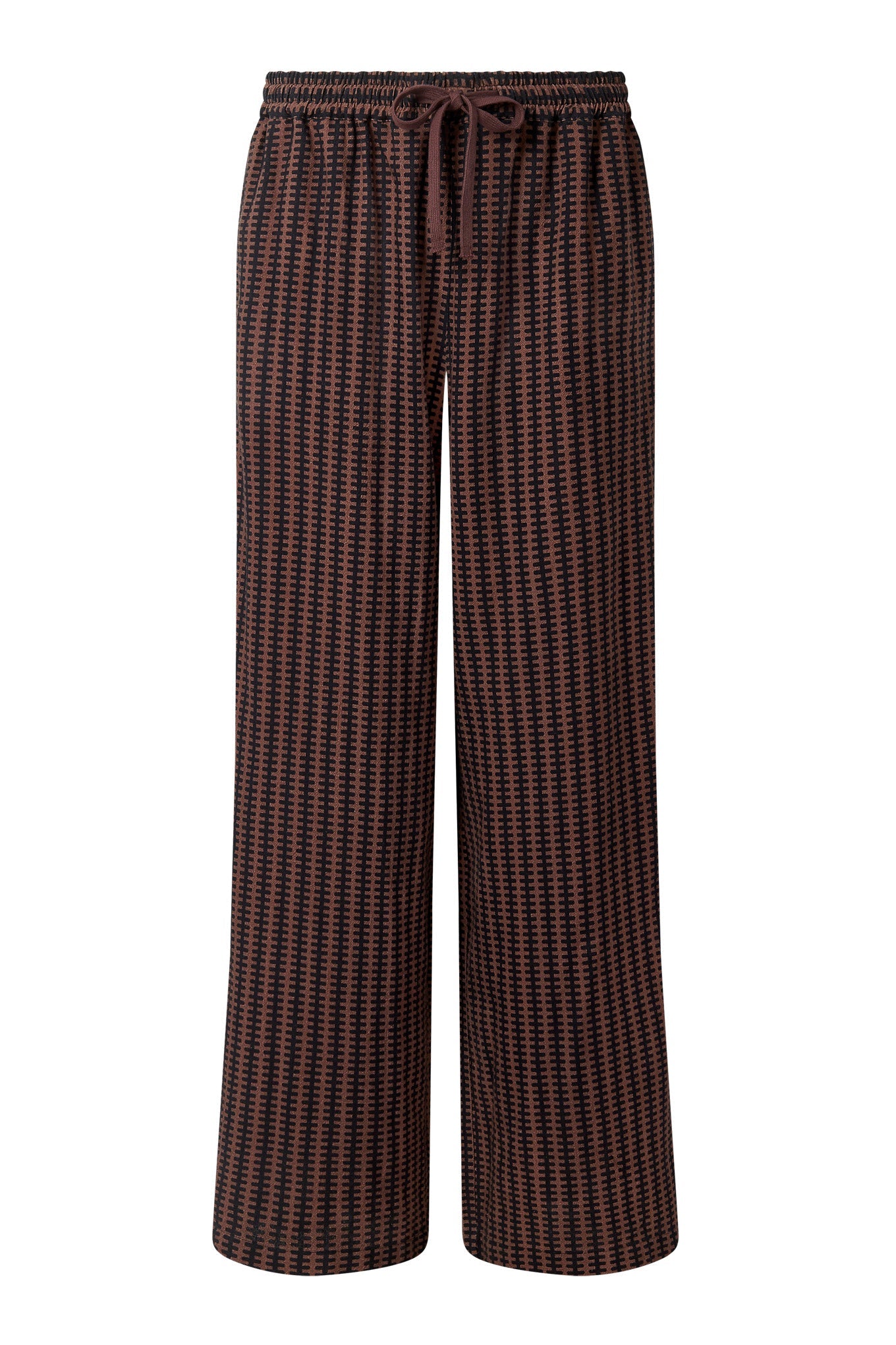 BEACH - Organic Cotton Print Trousers - Brown Stripe - Ecomarket.com