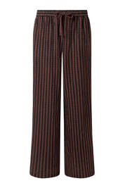 BEACH - Organic Cotton Print Trousers - Brown Stripe - Ecomarket.com