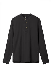 ELIJAH - Organic Linen Cotton Shirt - Black - Ecomarket.com