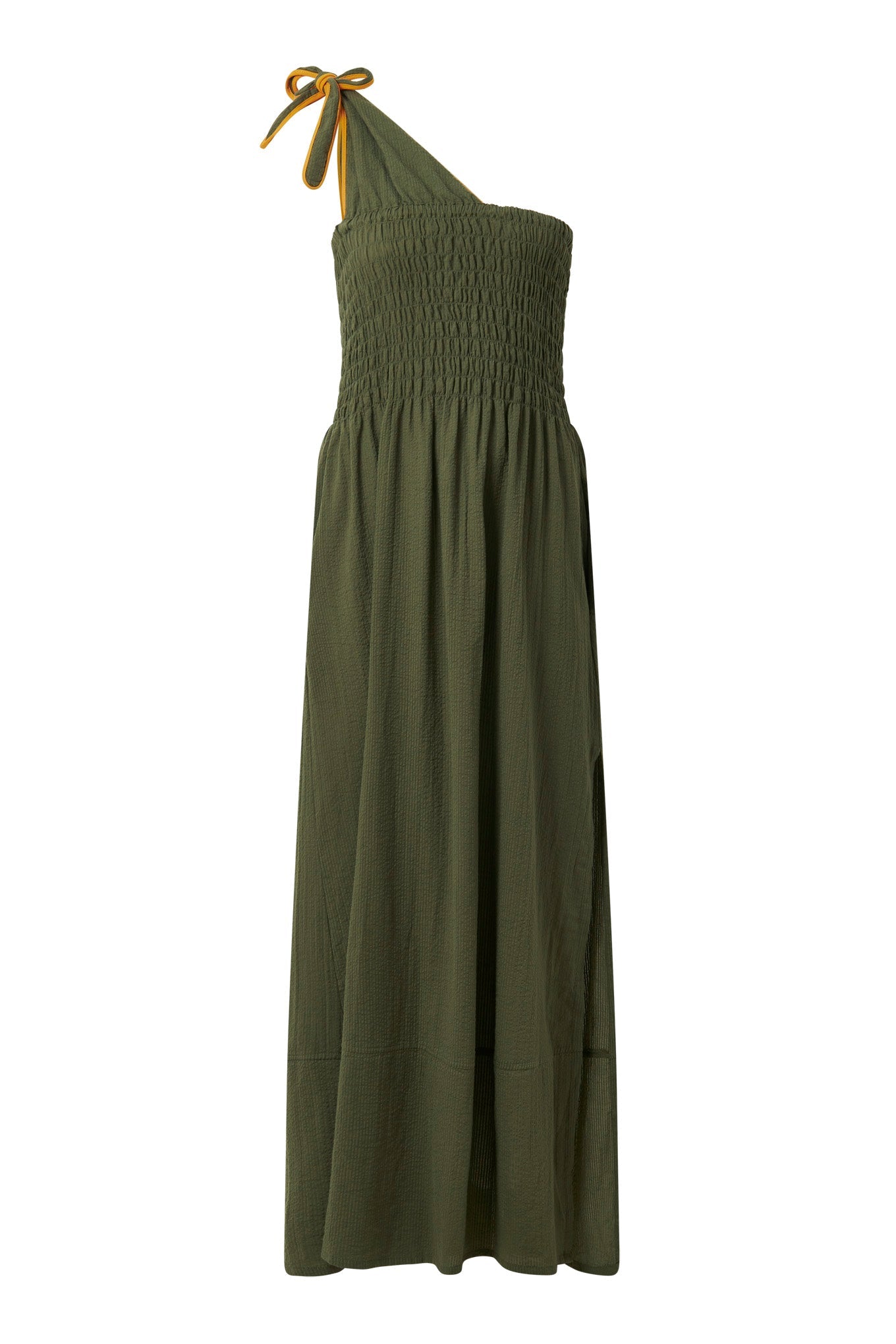 BOMA Organic Cotton Seersucker Dress - Khaki - Ecomarket.com