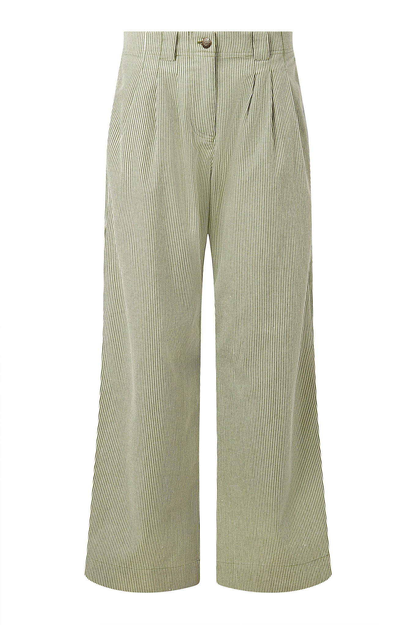 LOLA - Organic Cotton Trousers - Green Stripe - Ecomarket.com