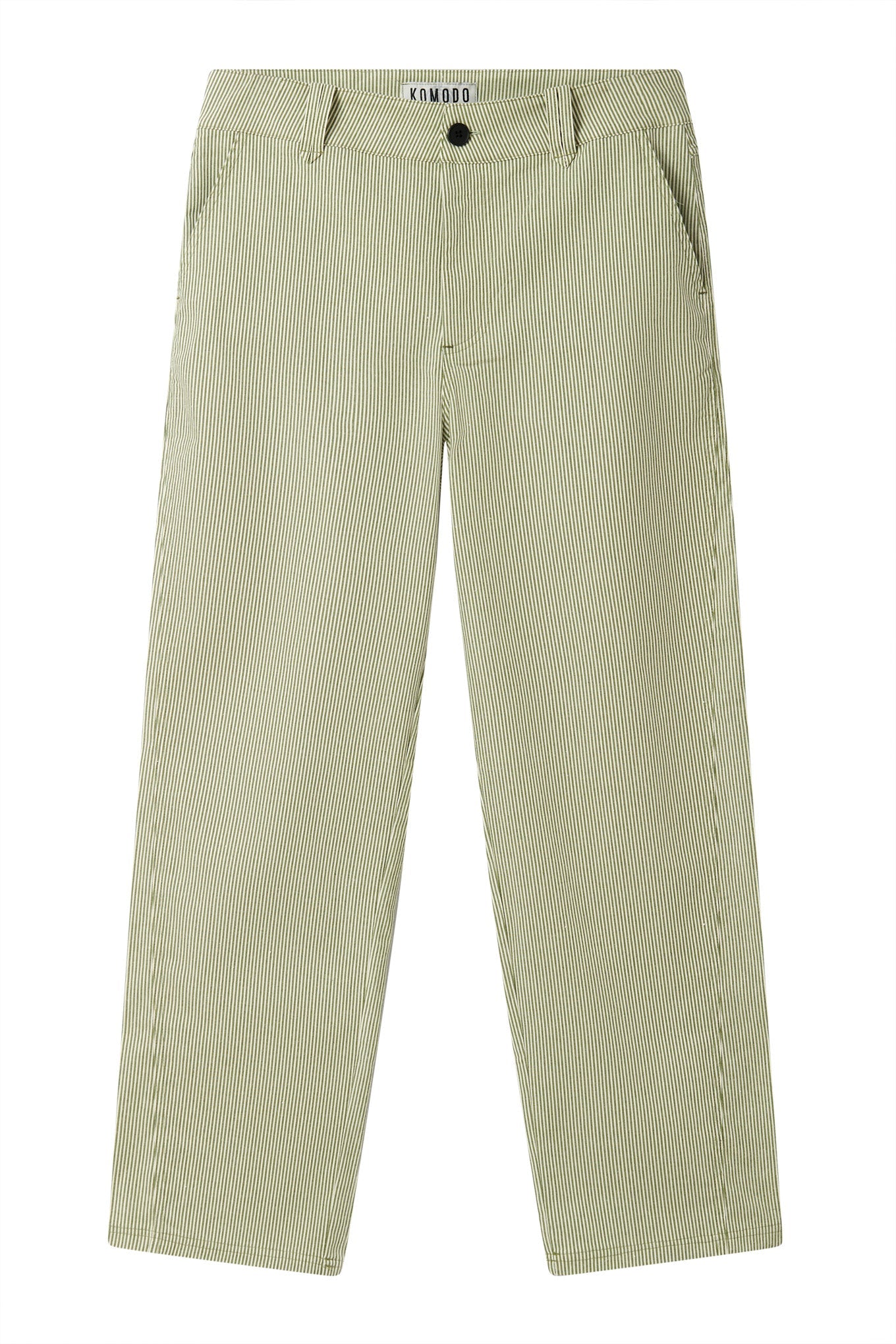 MAKULU - Organic cotton trouser - Green ticking stripe - Ecomarket.com