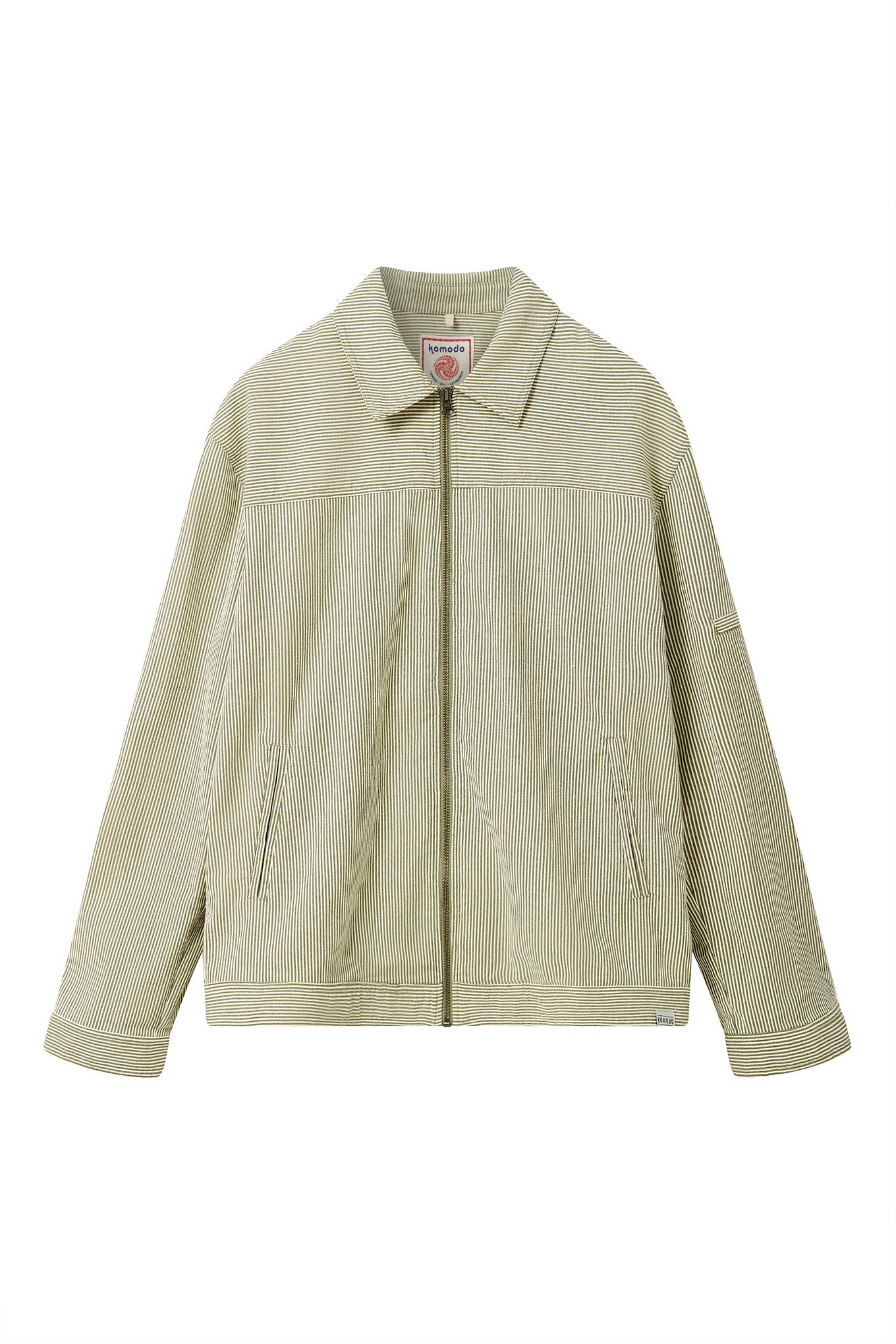 MYLES - Organic Cotton Jacket - Green Stripe - Ecomarket.com