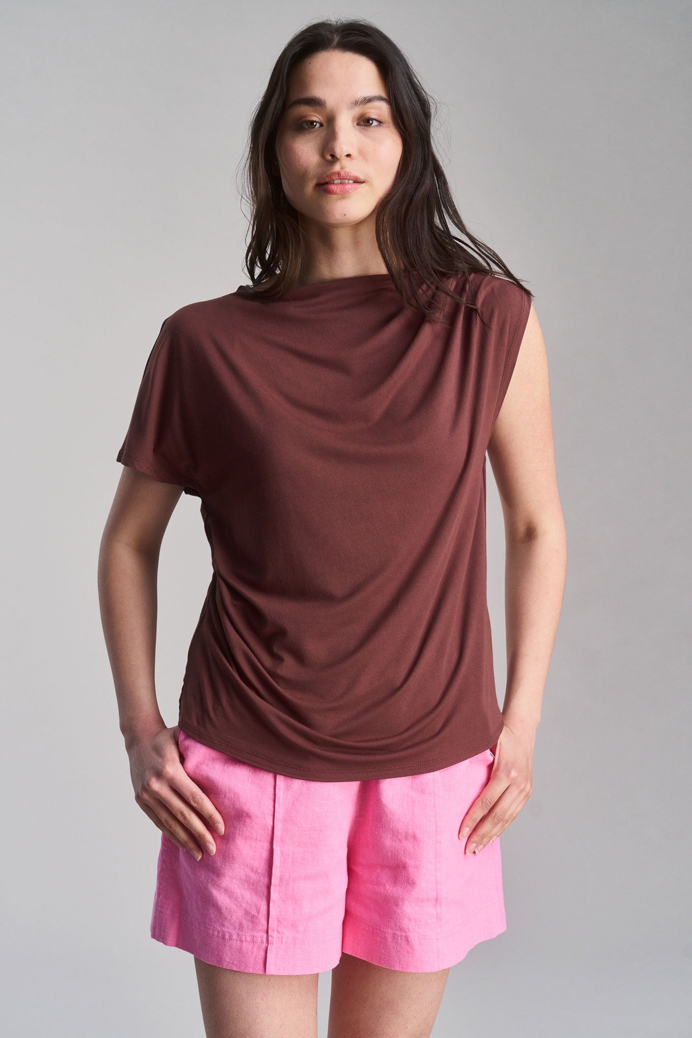 CATE - Modal Jersey Top - Chocolate - Ecomarket.com