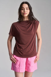 CATE - Modal Jersey Top - Chocolate - Ecomarket.com