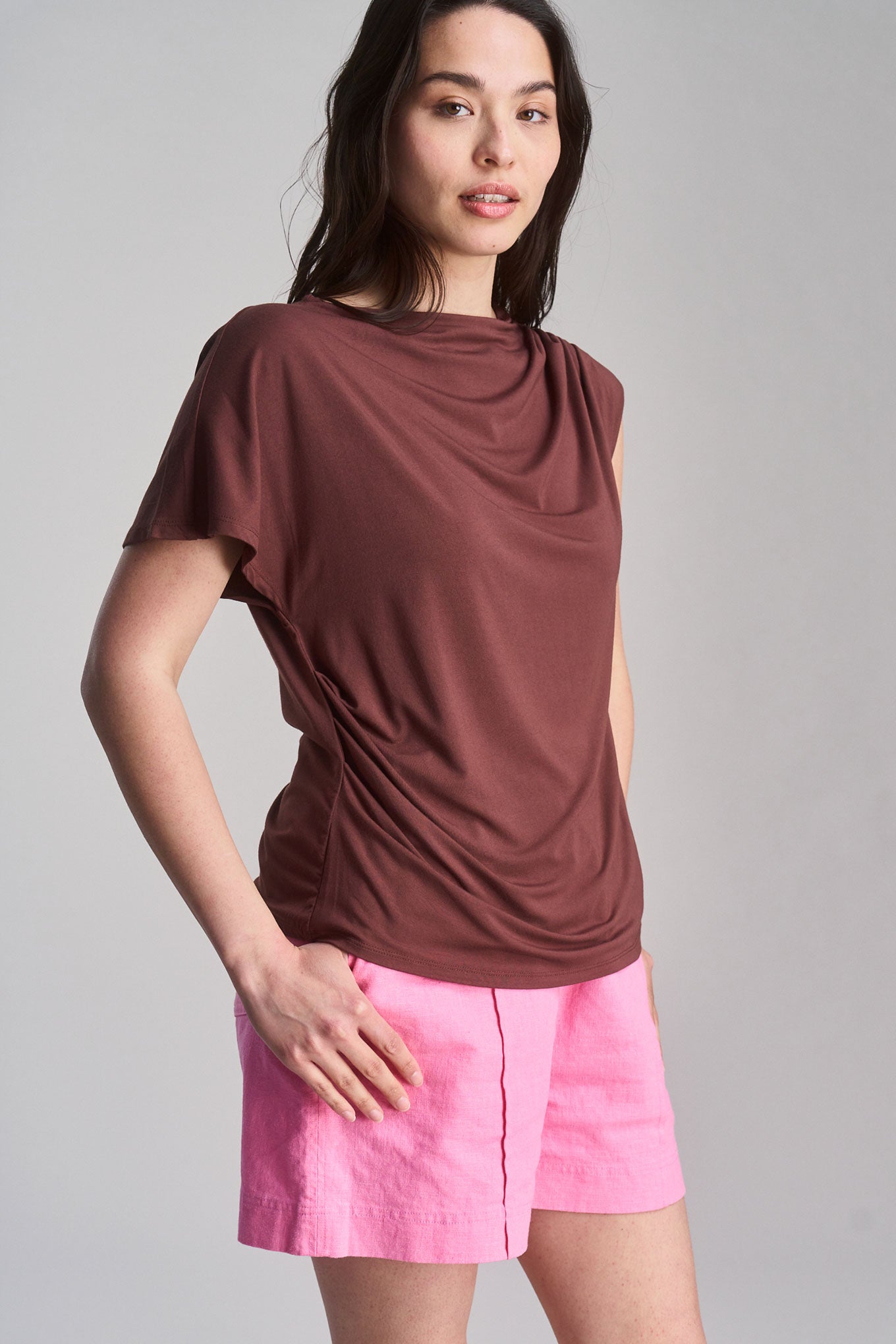 CATE - Modal Jersey Top - Chocolate - Ecomarket.com