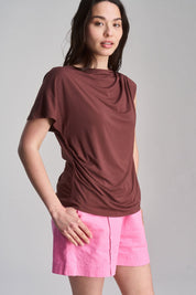 CATE - Modal Jersey Top - Chocolate - Ecomarket.com