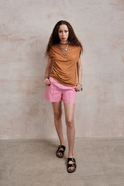 EMMIE - Organic Linen Cotton Shorts - Pink - Ecomarket.com