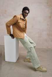 MAKULU - Organic cotton trouser - Green ticking stripe - Ecomarket.com