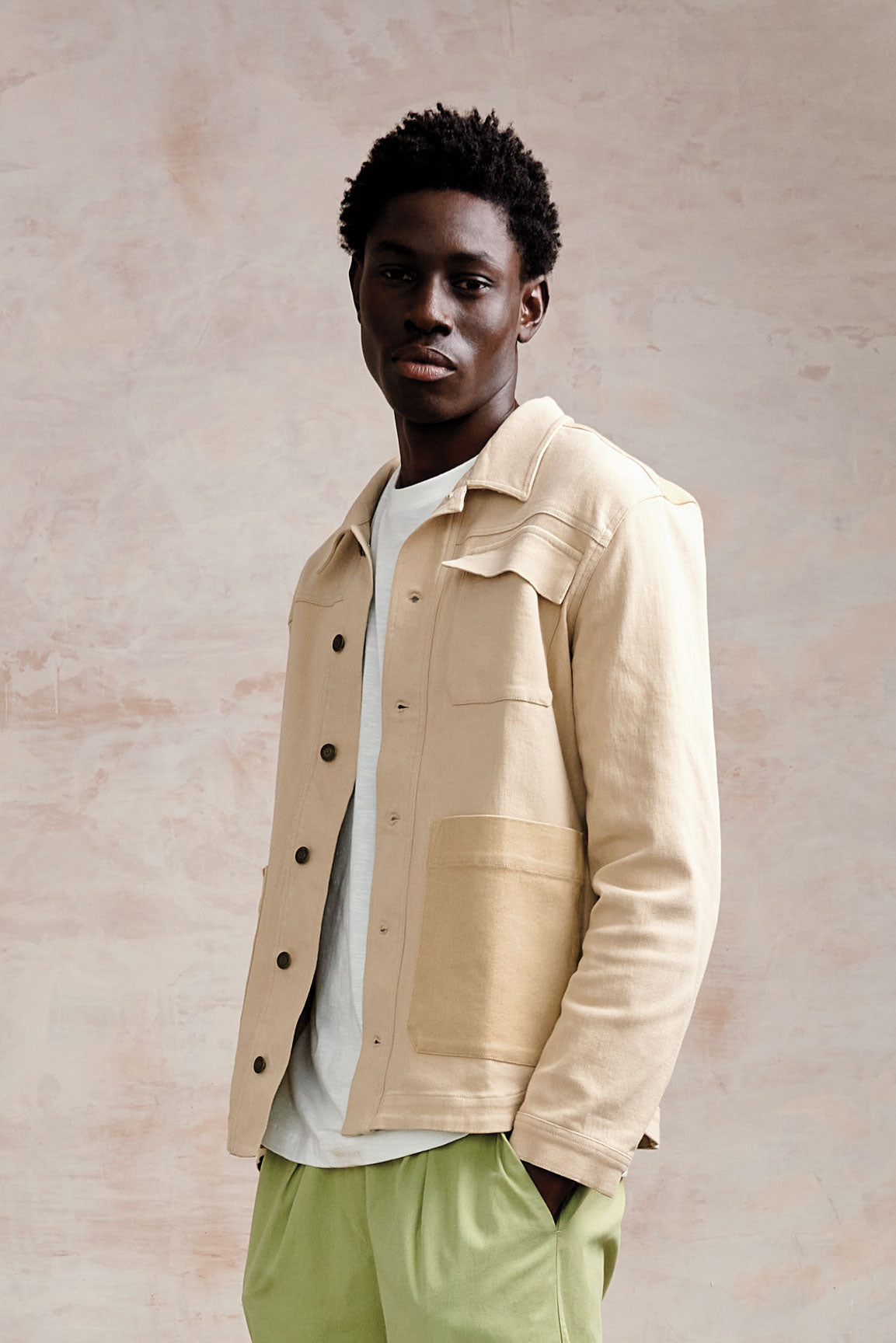 CHRISTOPHE - Organic Cotton Jacket- Sand patch - Ecomarket.com