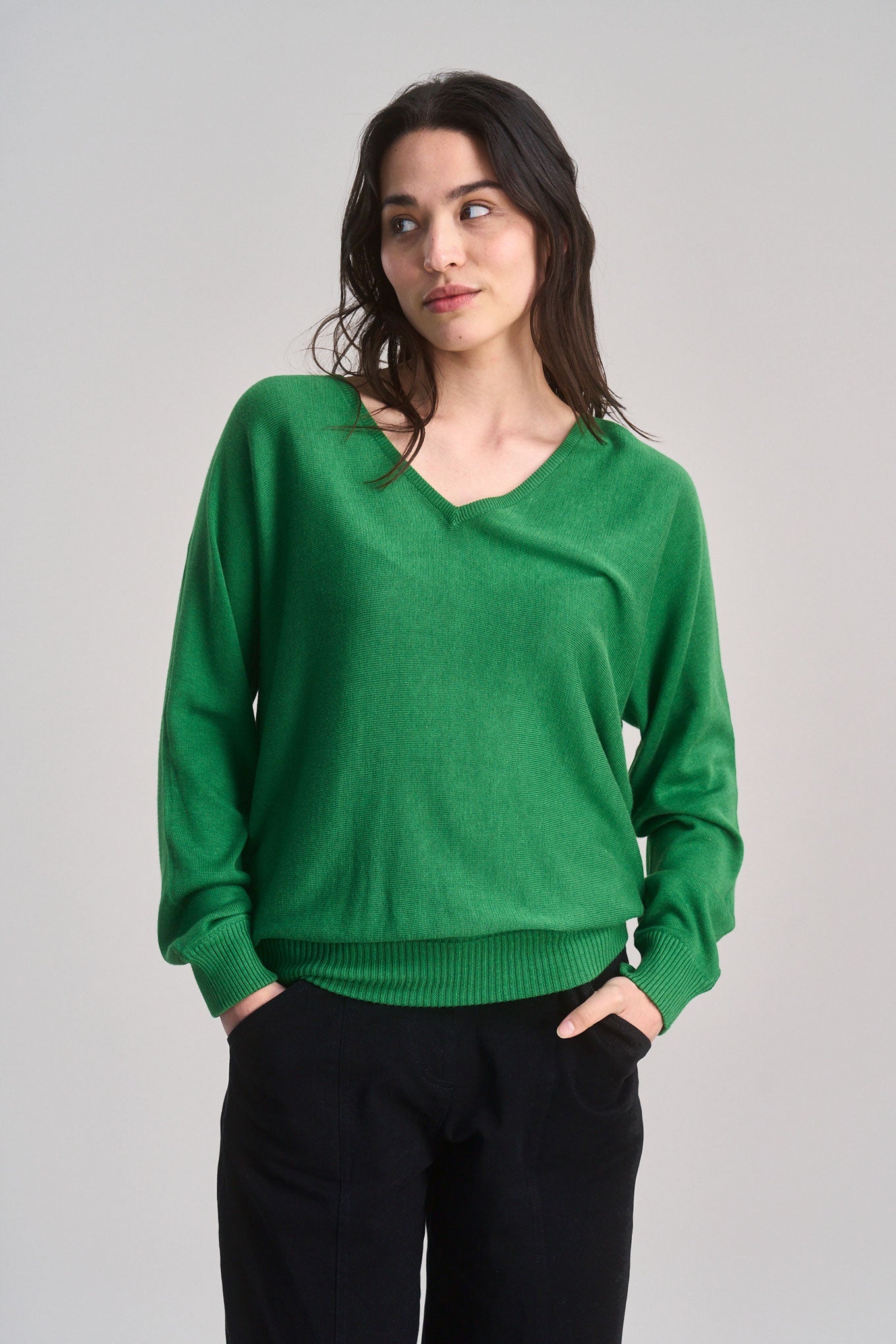 CLOVER - Cotton Tencel Sweater - Jungle Green - Ecomarket.com