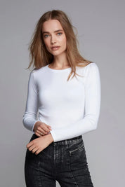 Long Sleeve Crew Neck Cotton Modal Blend T-shirt - Ecomarket.com