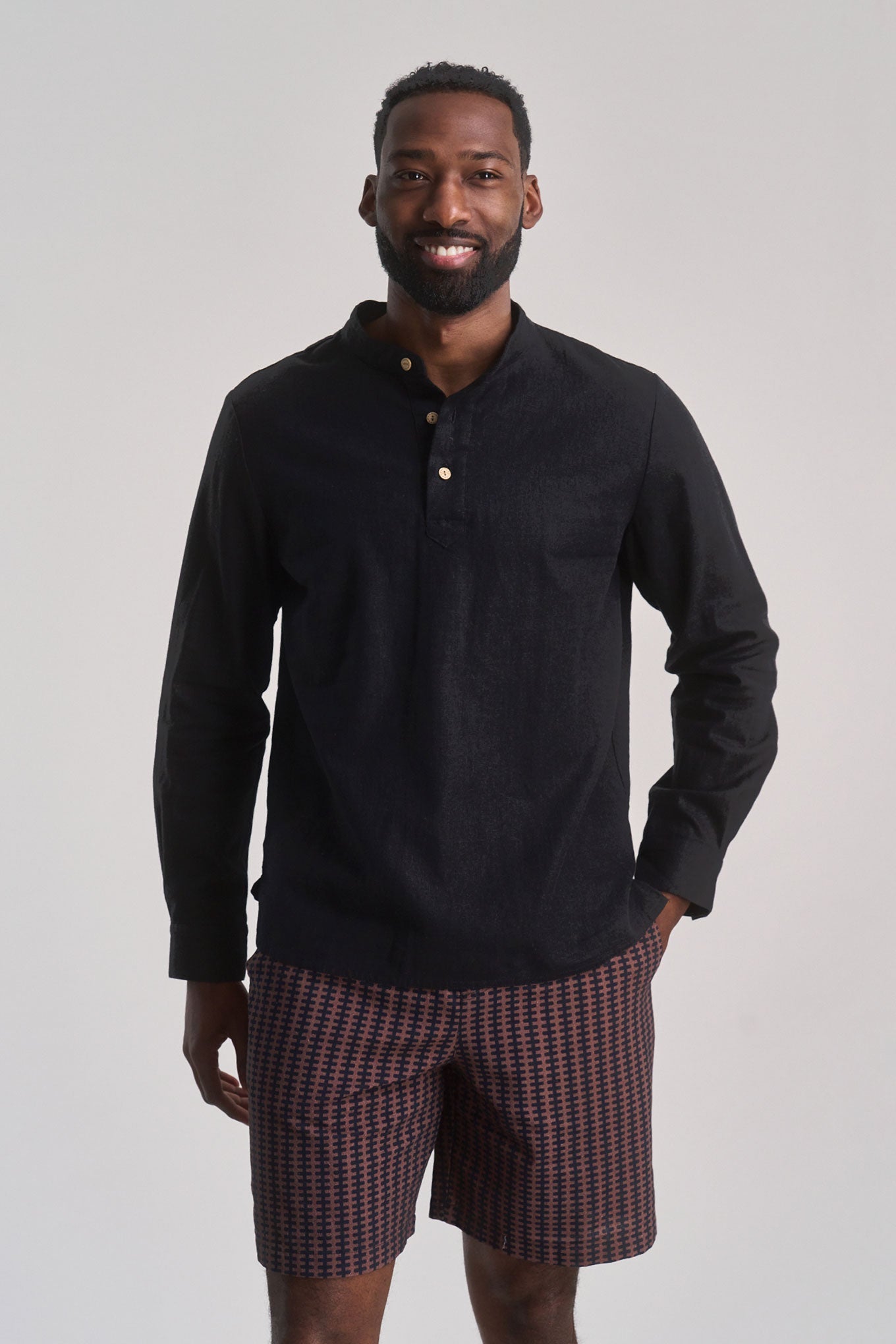 ELIJAH - Organic Linen Cotton Shirt - Black - Ecomarket.com