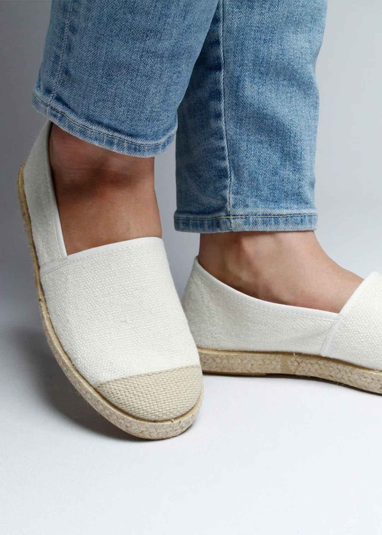 Evita Hemp Vegan Espadrilles - White - Ecomarket.com