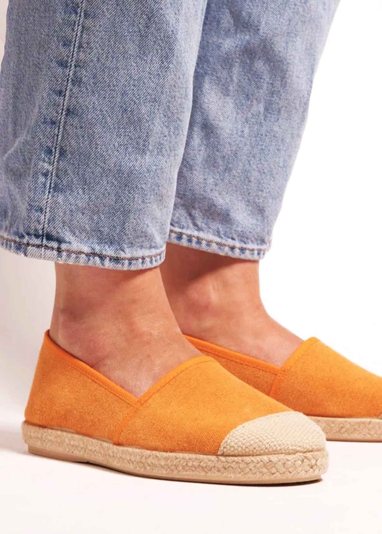 Evita Orange Organic Cotton Vegan Espadrilles - Ecomarket.com