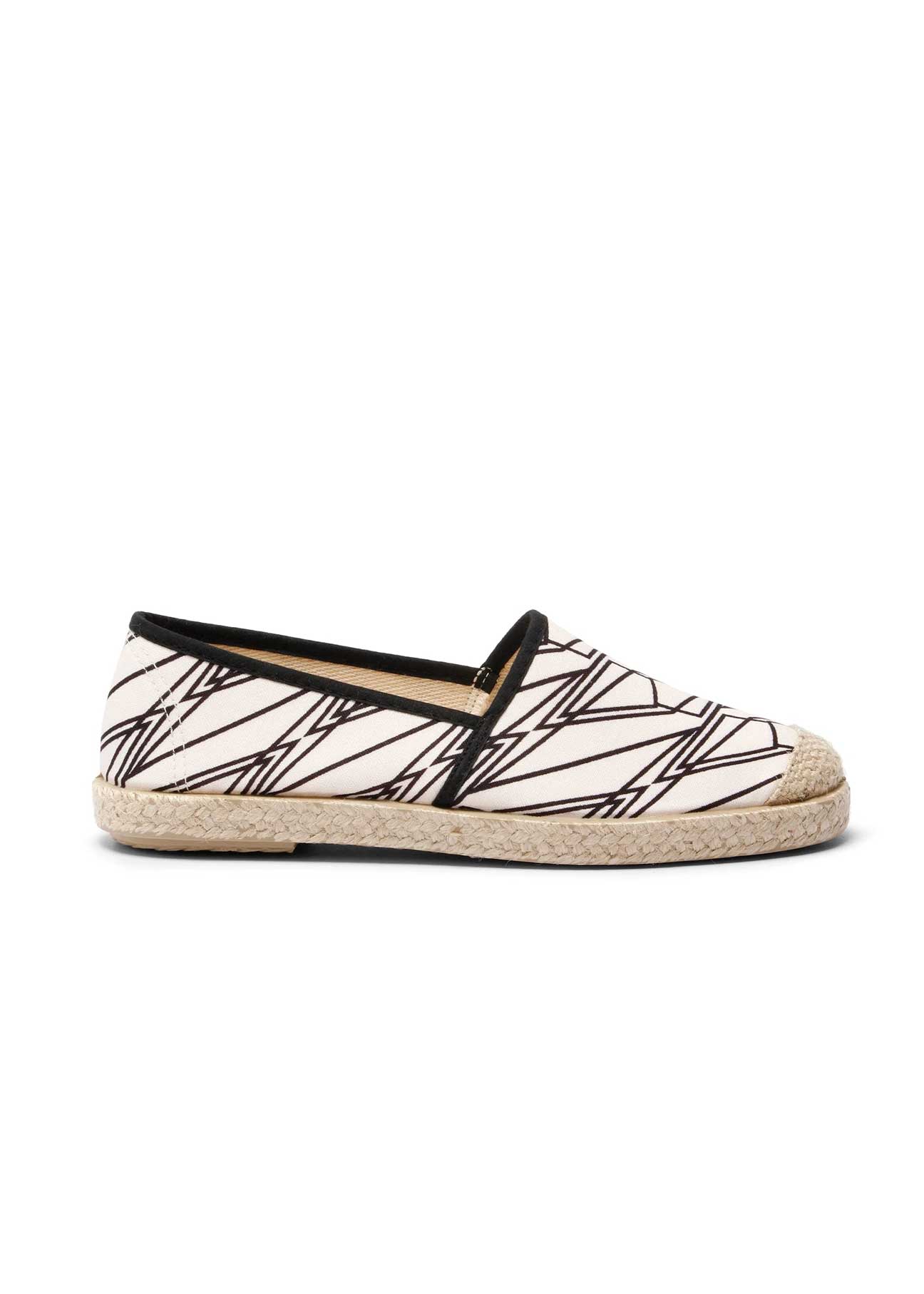 Evita Recycled Cotton Vegan Espadrilles – Black & White Print - Ecomarket.com