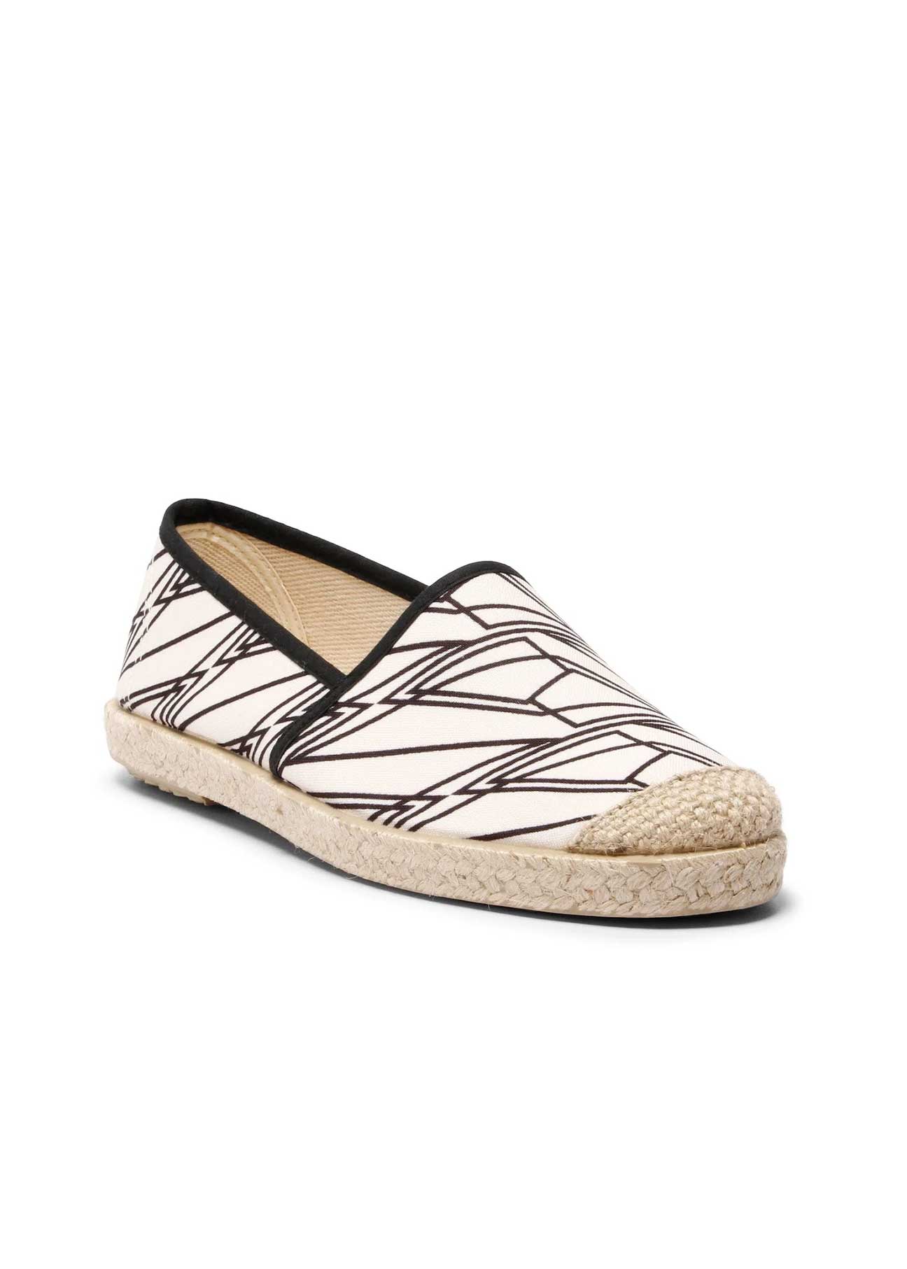 Evita Recycled Cotton Vegan Espadrilles – Black & White Print - Ecomarket.com