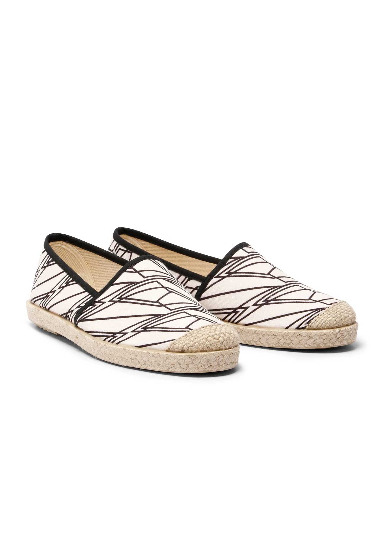 Evita Recycled Cotton Vegan Espadrilles – Black & White Print - Ecomarket.com