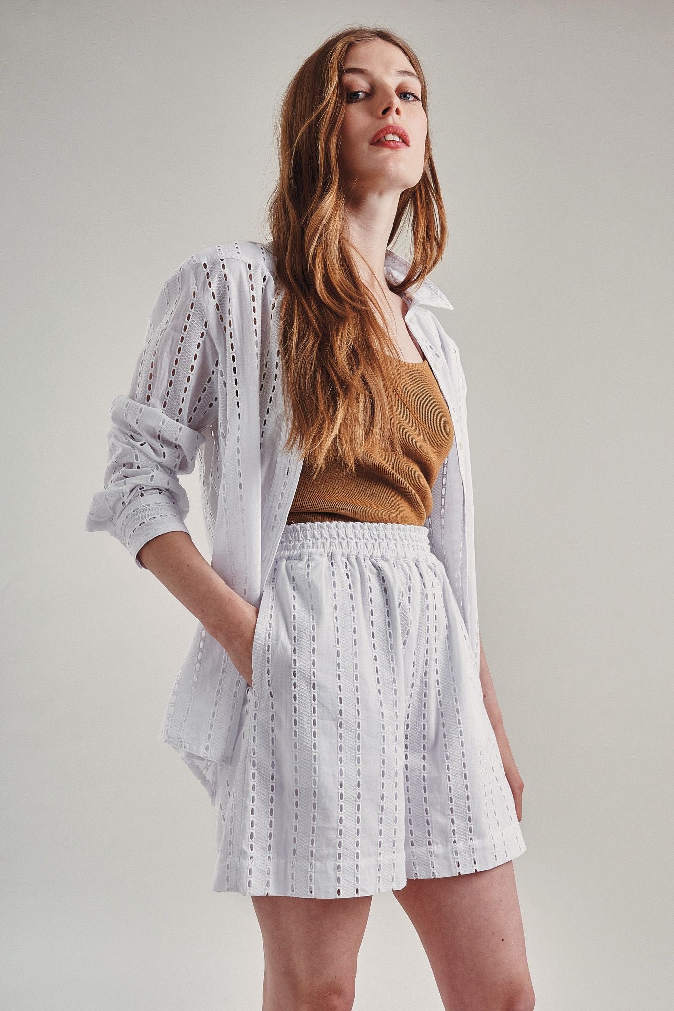 RIO - Organic Broderie Anglaise Shirt - White - Ecomarket.com