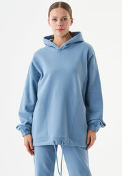 HANDE Soft Touch Oversize Hoodie in 100% Organic Cotton in steel blue - Ecomarket.com