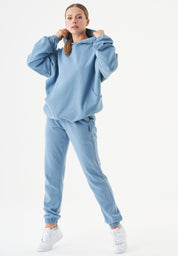 HANDE Soft Touch Oversize Hoodie in 100% Organic Cotton in steel blue - Ecomarket.com