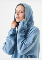 HANDE Soft Touch Oversize Hoodie in 100% Organic Cotton in steel blue - Ecomarket.com