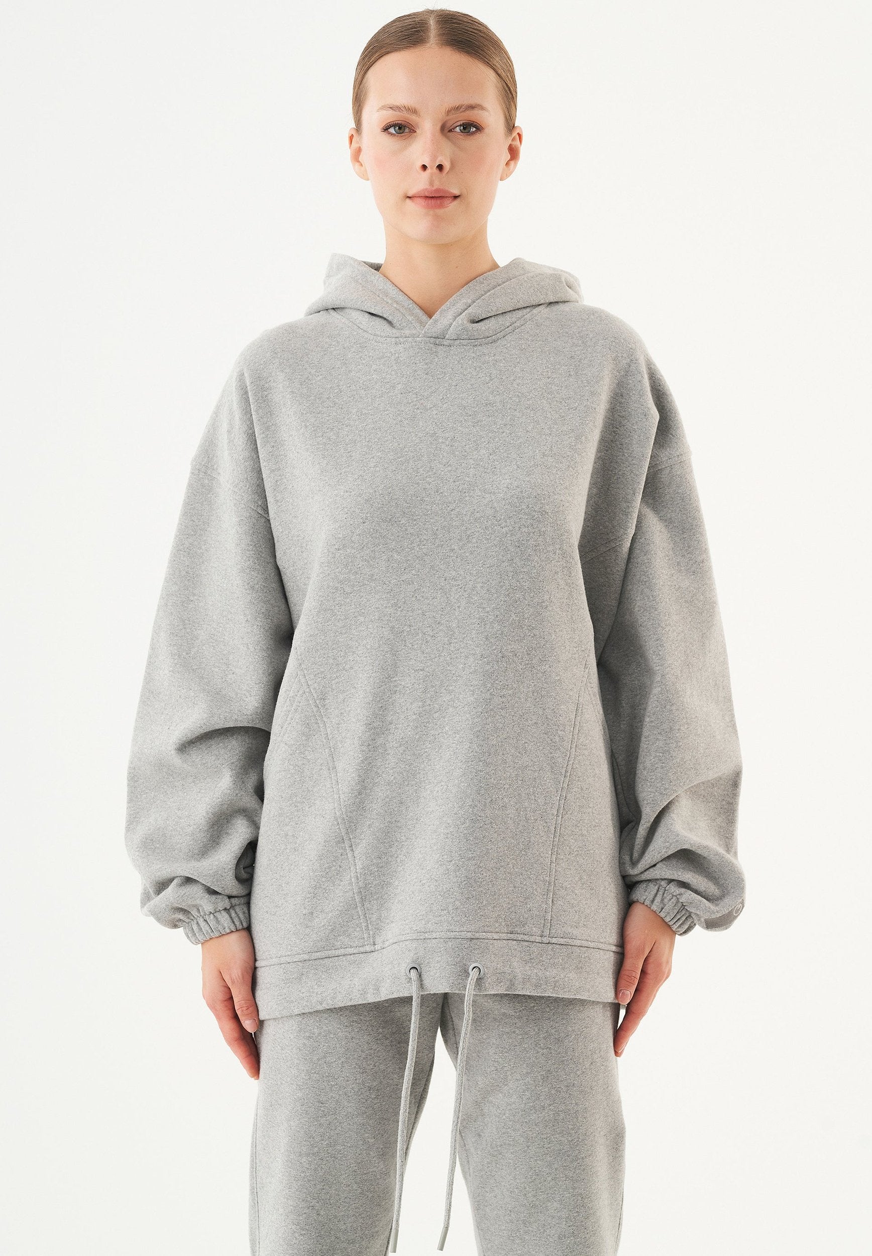 HANDE Soft Touch Oversize Hoodie in 100% Organic Cotton grey melange - Ecomarket.com