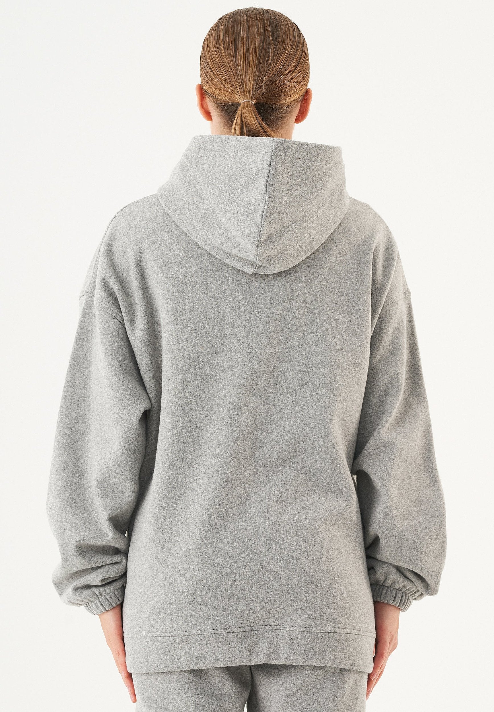 HANDE Soft Touch Oversize Hoodie in 100% Organic Cotton grey melange - Ecomarket.com