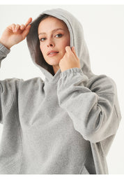 HANDE Soft Touch Oversize Hoodie in 100% Organic Cotton grey melange - Ecomarket.com