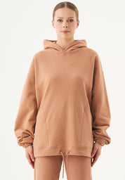 HANDE Soft Touch Oversize Hoodie in 100% Organic Cotton in light brown - Ecomarket.com