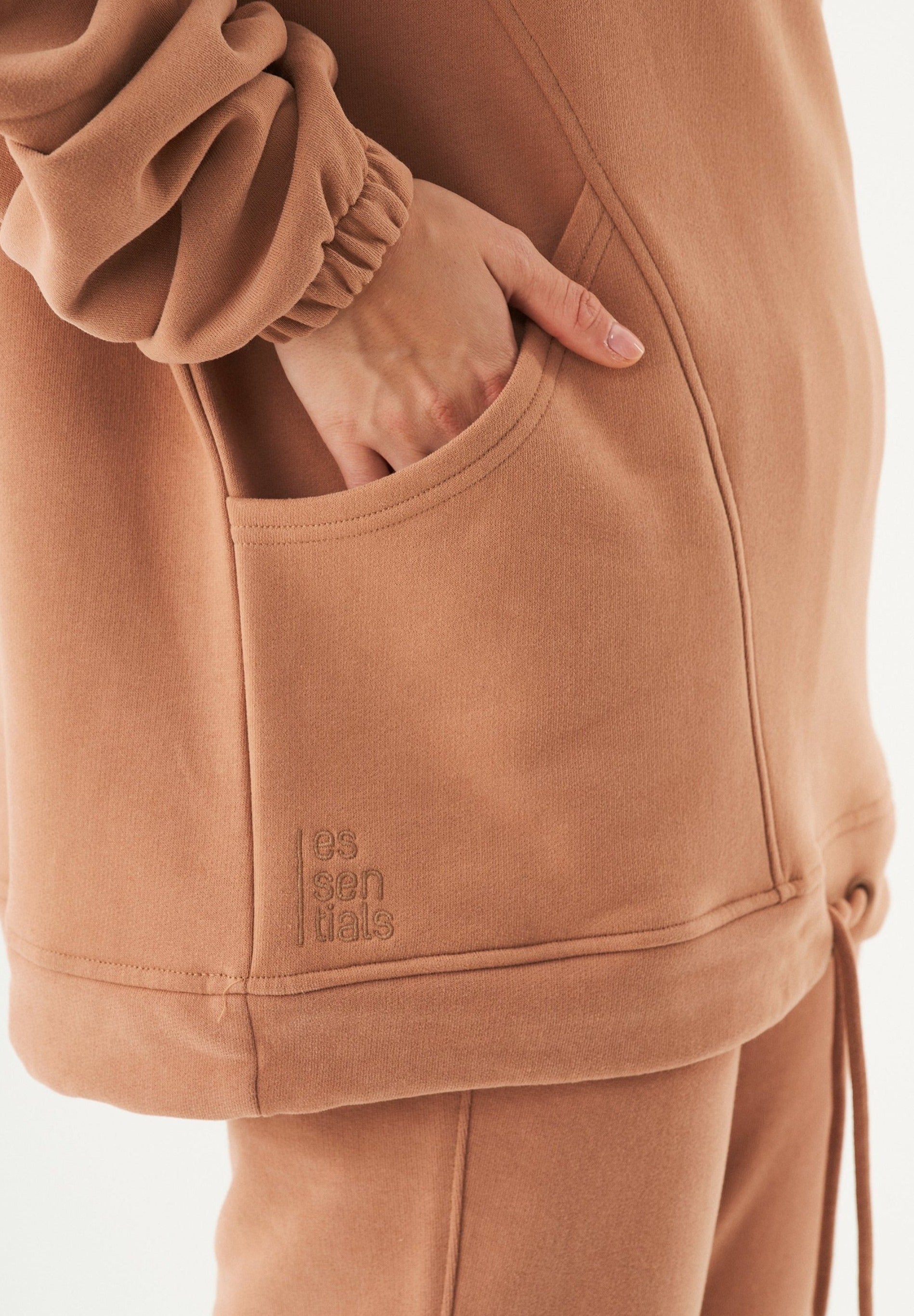 HANDE Soft Touch Oversize Hoodie in 100% Organic Cotton in light brown - Ecomarket.com