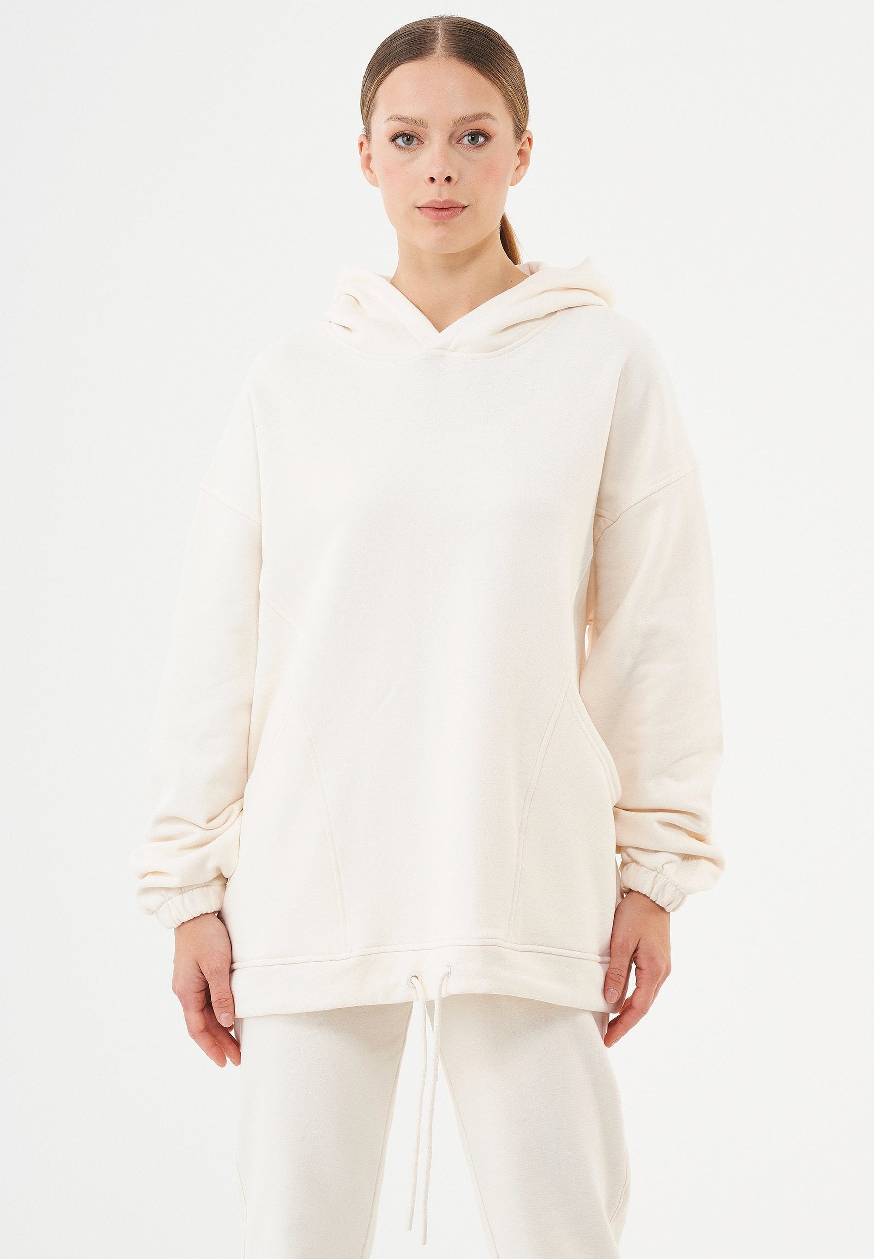 HANDE Soft Touch Oversize Hoodie in 100% Organic Cotton off white - Ecomarket.com