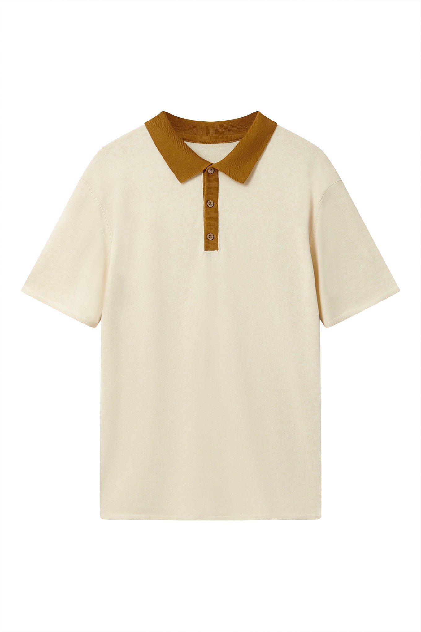 FRANK - Organic Cotton Knit Polo - Sand - Ecomarket.com