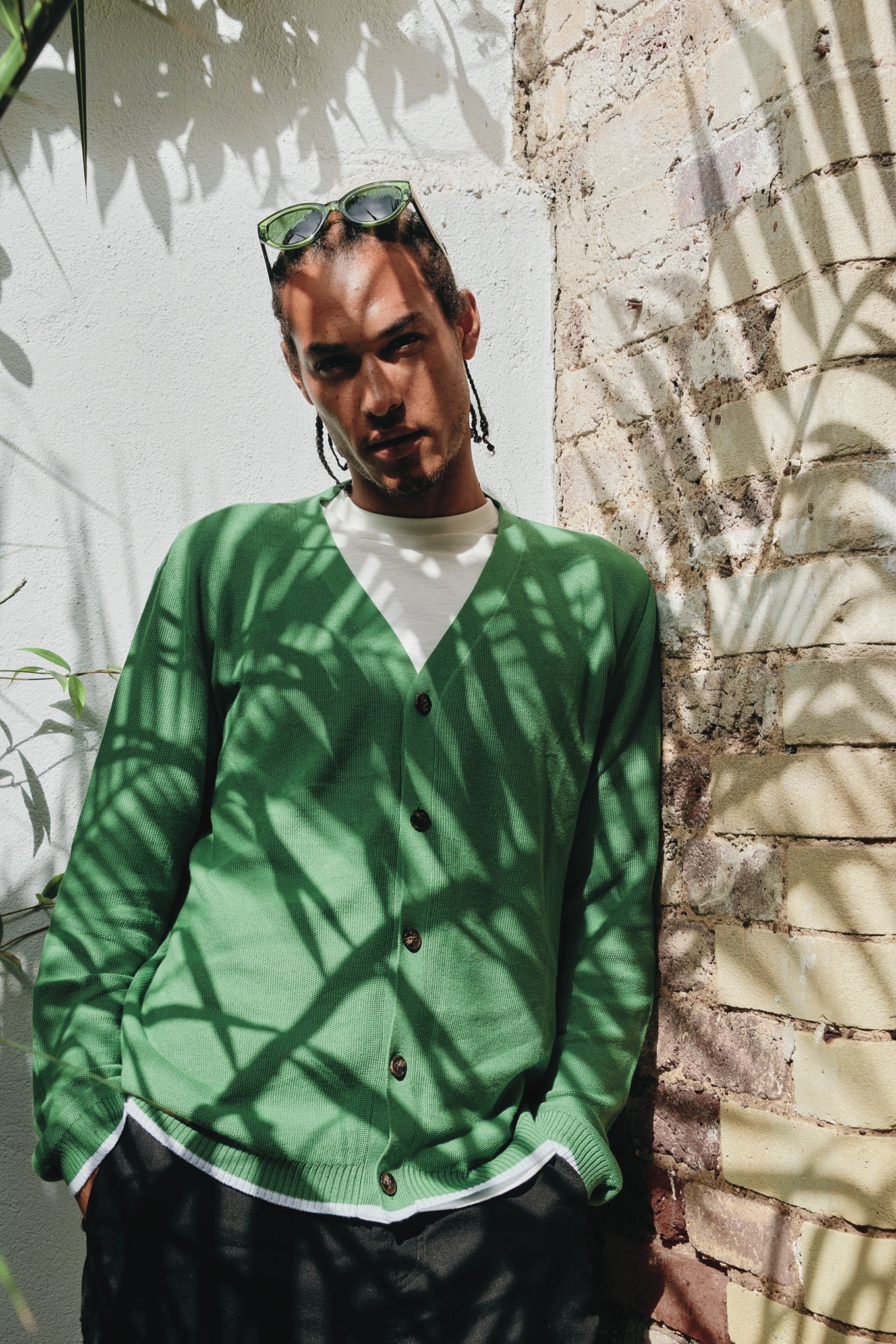 JACOB - Cotton Tencel cardigan - Jungle Green - Ecomarket.com