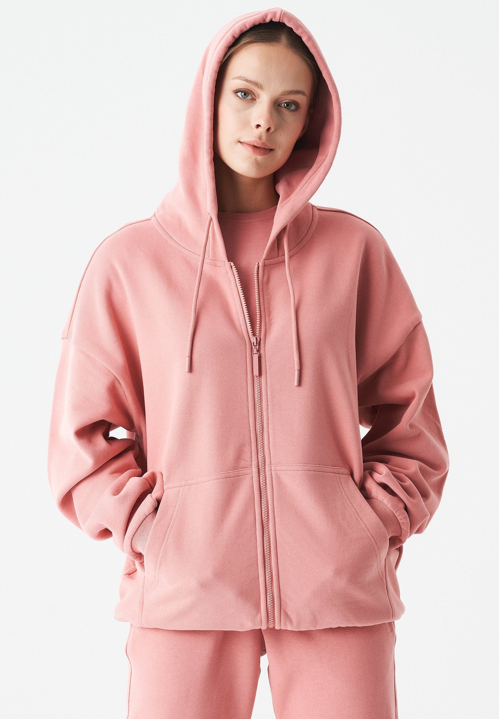 JALE Soft Touch Hoodie in 100% Organic Cotton in blush - Ecomarket.com