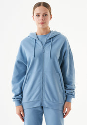 JALE Soft Touch Hoodie in 100% Organic Cotton in steel blue - Ecomarket.com