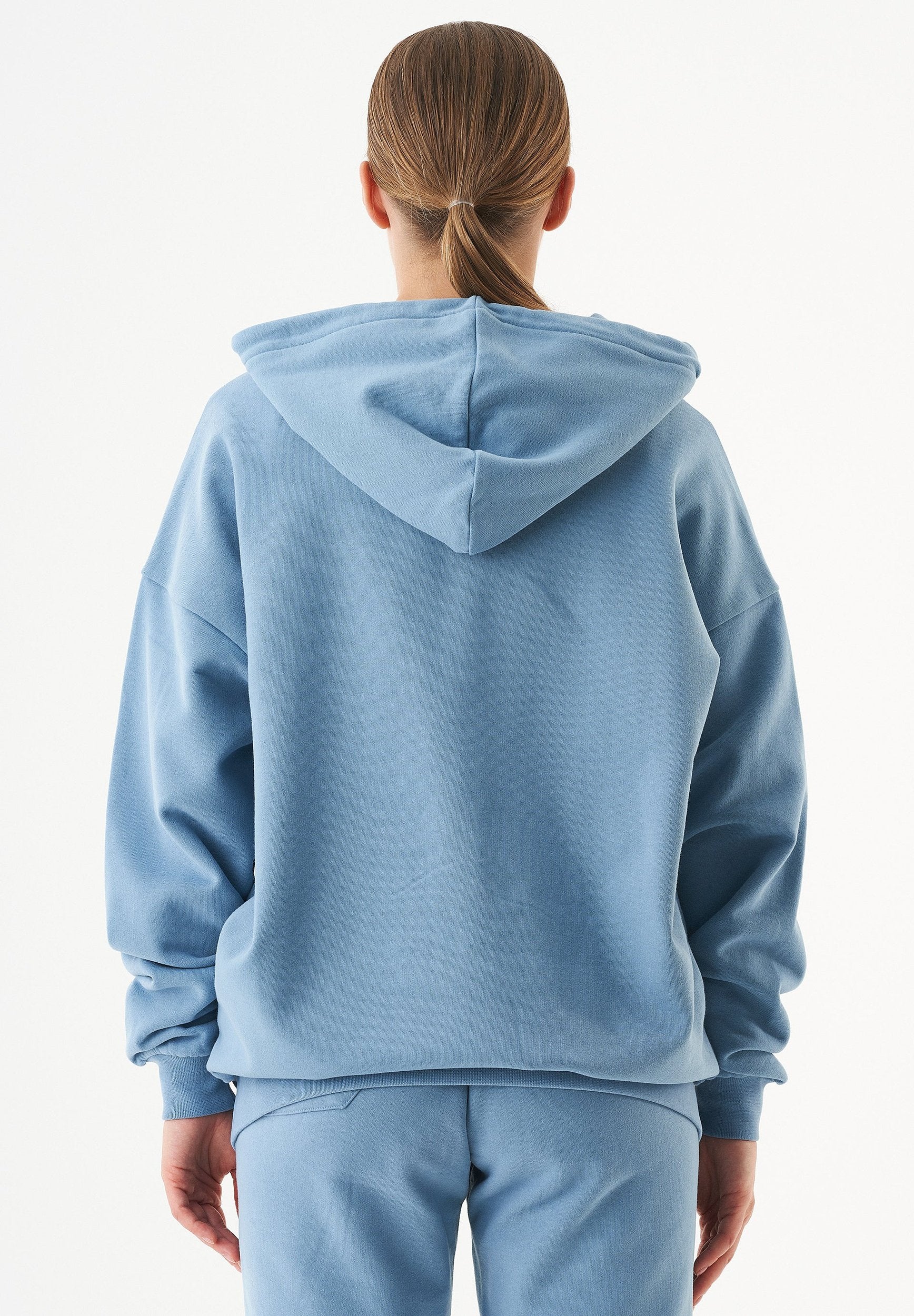 JALE Soft Touch Hoodie in 100% Organic Cotton in steel blue - Ecomarket.com